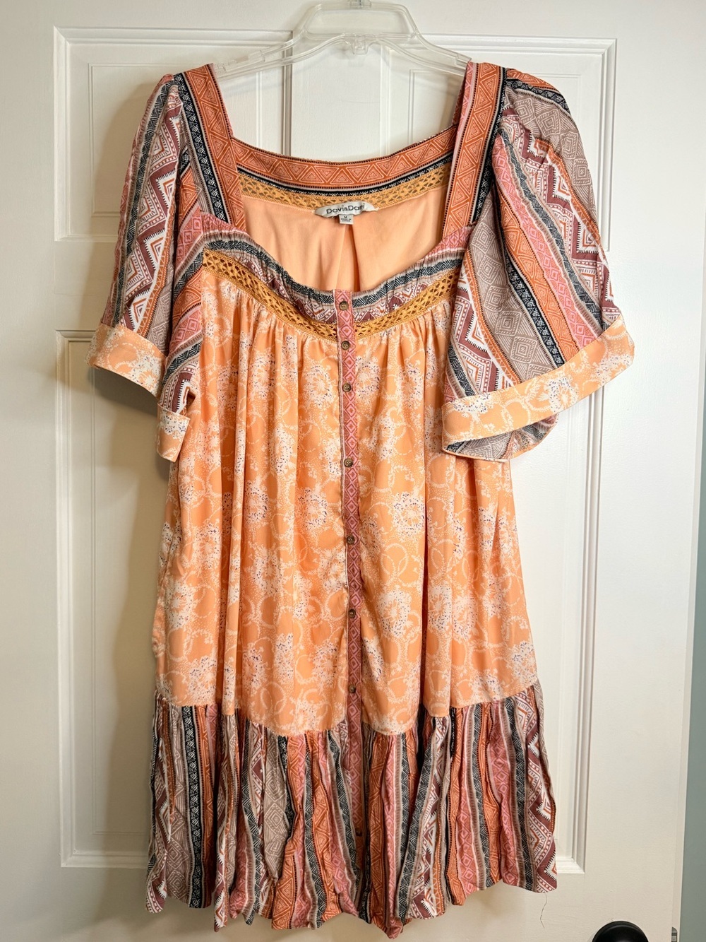 Davi & Dani Square Neck Mini Button Down Dress